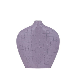 Vase – Quadratisches Muster, Ovale Form, Eisen Material, Lila, M – Chelton | PTMD