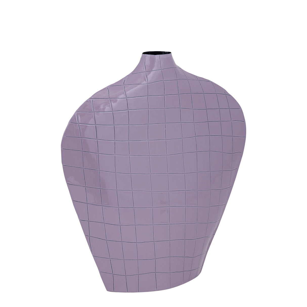 Vase – Quadratisches Muster, Ovale Form, Eisen Material, Lila, L – Chelton | PTMD