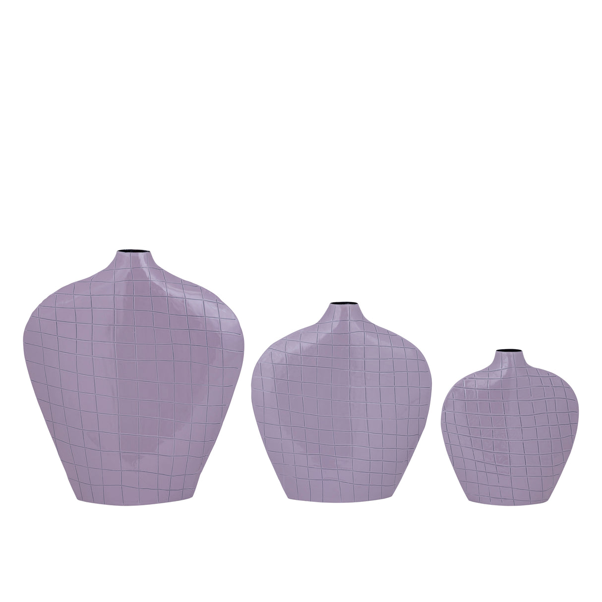 Vase – Quadratisches Muster, Ovale Form, Eisen Material, Lila, L – Chelton | PTMD