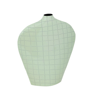Mint green iron metal vase with an oval shape, square pattern, L – Chelton | PTMD