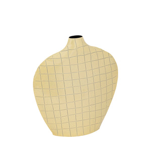 Vase made of iron in yellow with an oval shape, square pattern, M – Chelton | PTMD