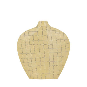 Vase made of iron in yellow with an oval shape, square pattern, M – Chelton | PTMD