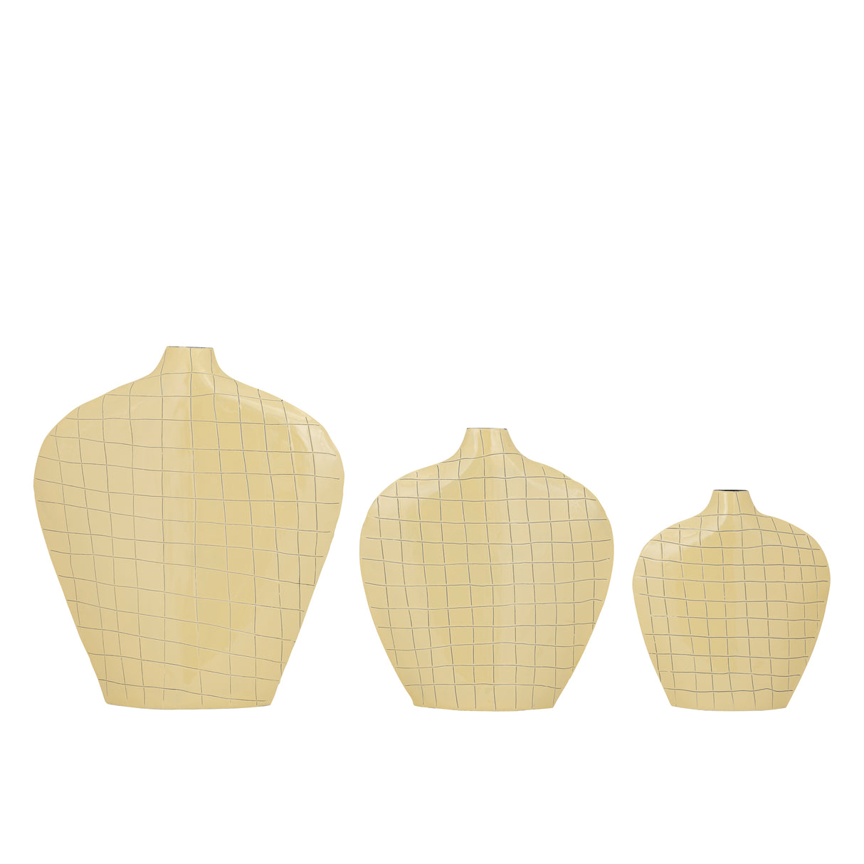 Vase made of iron in yellow with an oval shape, square pattern, M – Chelton | PTMD