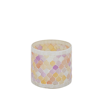 Hurricane Lantern – Glass Material, Light Pink Tone, Mosaic Design, S – Zadie | PTMD