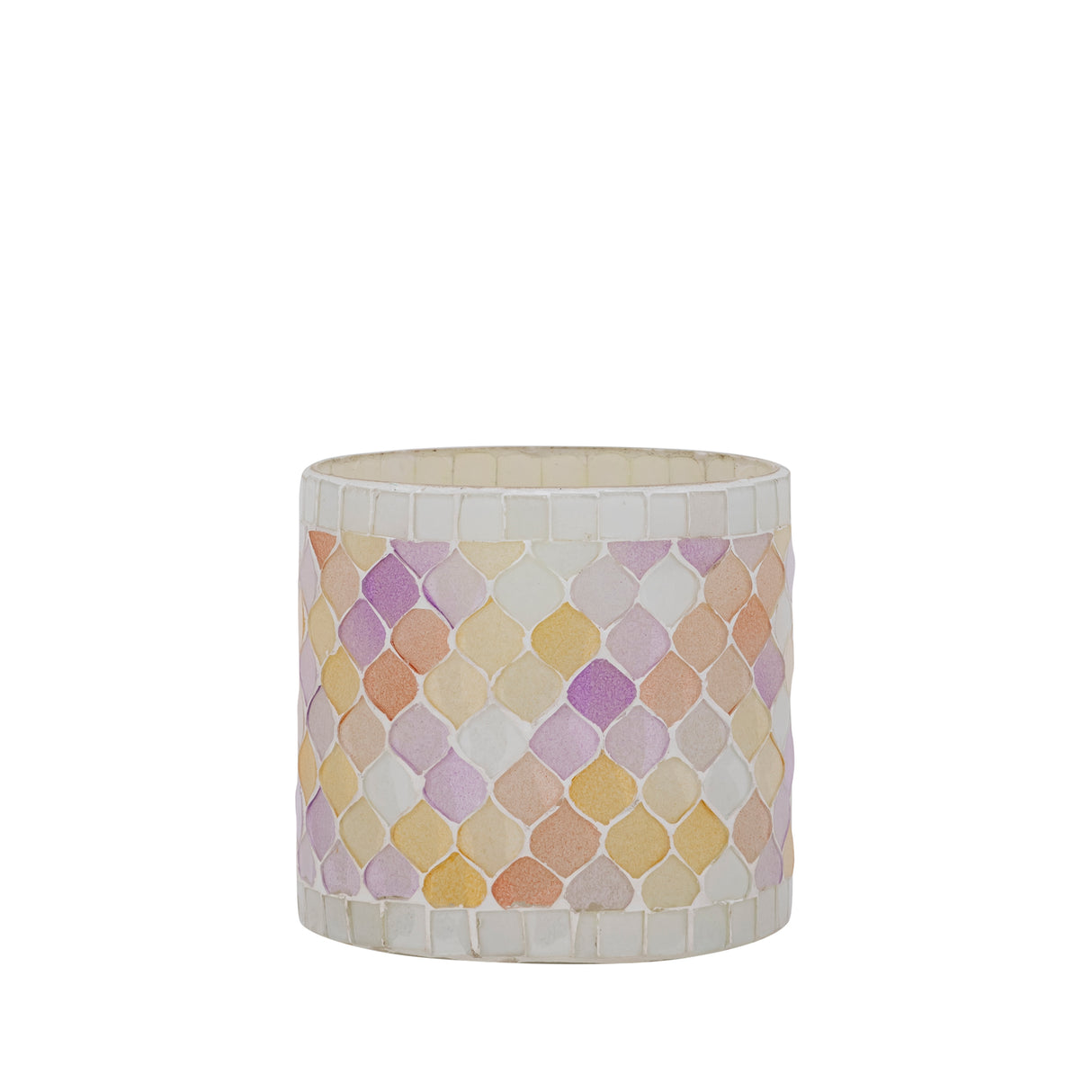 Hurricane Lantern – Glass Material, Light Pink Tone, Mosaic Design, S – Zadie | PTMD