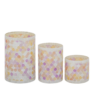 Hurricane Lantern – Glass Material, Light Pink Tone, Mosaic Design, S – Zadie | PTMD