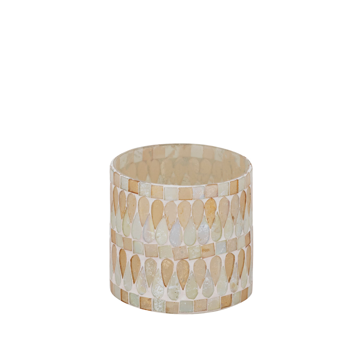 Windlicht – Glas Material, Natur Ton, Mosaik Design, S – Zadie | PTMD