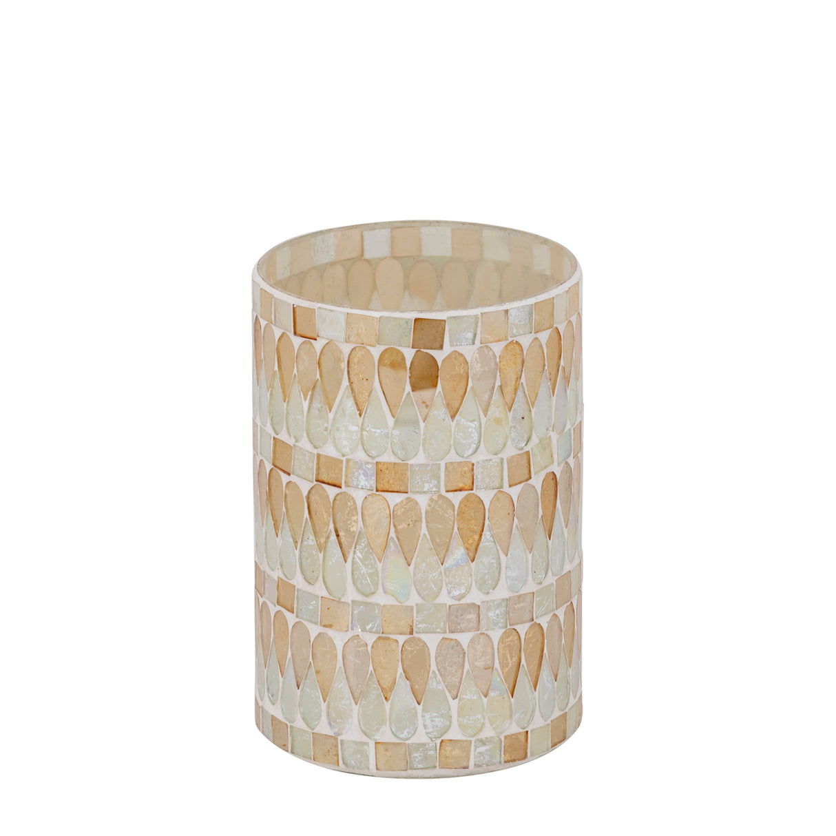 Windlicht – Glas Material, Natur Ton, Mosaik Design, M – Zadie | PTMD