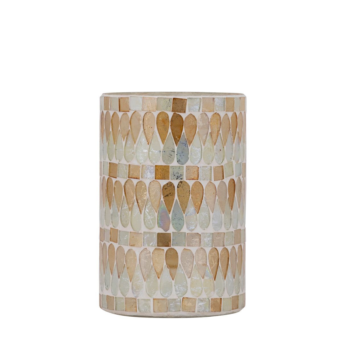 Windlicht – Glas Material, Natur Ton, Mosaik Design, M – Zadie | PTMD