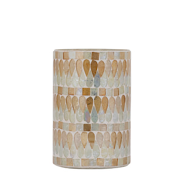 Windlicht – Glas Material, Natur Ton, Mosaik Design, M – Zadie | PTMD