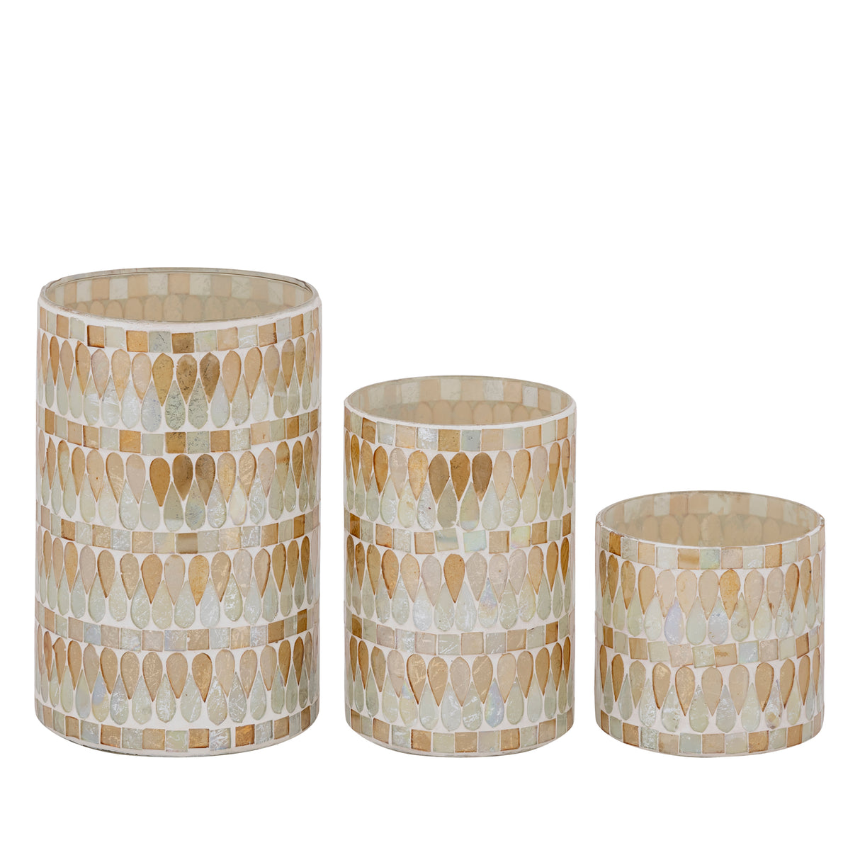 Windlicht – Glas Material, Natur Ton, Mosaik Design, S – Zadie | PTMD