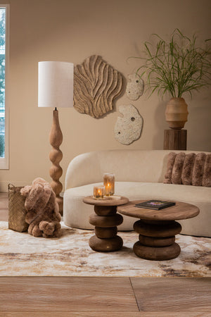 Wandpaneel – Beige MDF, Organische Form, Wellenförmiges Design - Abbie | PTMD