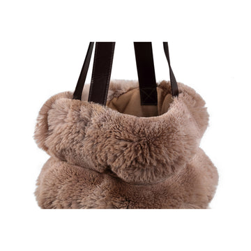 Shoulder Bag - Brown Faux Fur, Ribbed Structure, Polyester, Handmade – Divvo | PTMD
