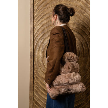 Shoulder Bag - Brown Faux Fur, Ribbed Structure, Polyester, Handmade – Divvo | PTMD