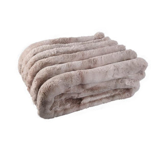 Decke – Kunstfell, Geriffeltes Design, Weiche Haptik, Beige, L – Divvo | PTMD