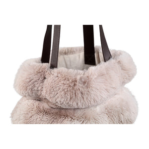 Schultertasche – Kunstfell, Geriffeltes Design, Weiche Haptik, Beige – Divvo | PTMD