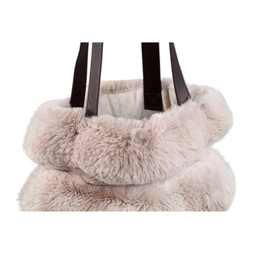 Shoulder Bag - Beige Faux Fur, Ribbed Texture, Polyester, Handmade – Divvo | PTMD