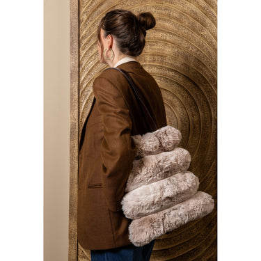 Shoulder Bag - Beige Faux Fur, Ribbed Texture, Polyester, Handmade – Divvo | PTMD