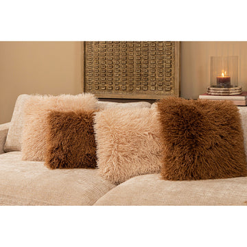 Kissen – Kunstfell, Weiche Haptik, Rechteckige Form, Beige, M – Rexx | PTMD