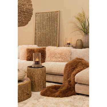 Cushion - Dark Brown Faux Sheepskin, Polyester, Fluffy, Zipper, S – Rexx | PTMD