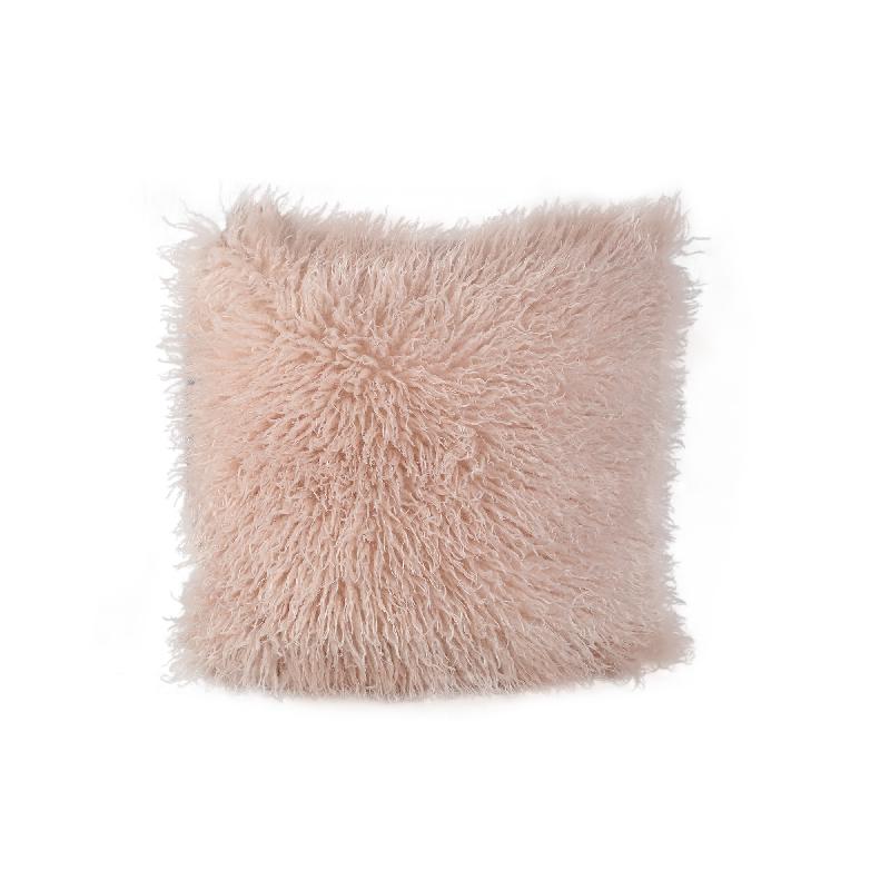 Cushion - Beige Faux Sheepskin, Polyester, Fluffy, Zipper, S – Rexx | PTMD