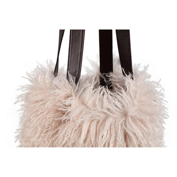Shoulder Bag - Beige Faux Shearling, Polyester, Handmade, Machine-made – Rexx | PTMD
