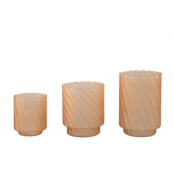 Windlicht – Mattiertes Design, Runde Form, Glasmaterial, Hellbraun, M – Rameen | PTMD