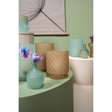 Windlicht – Mattiertes Design, Runde Form, Glasmaterial, Hellbraun, M – Rameen | PTMD