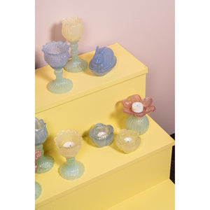 Teelichthalter – Blumendesign, Fußform, Glasmaterial, Gelb – Leila | PTMD