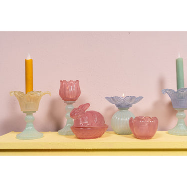 Teelichthalter – Blumendesign, Fußform, Glasmaterial, Gelb – Leila | PTMD