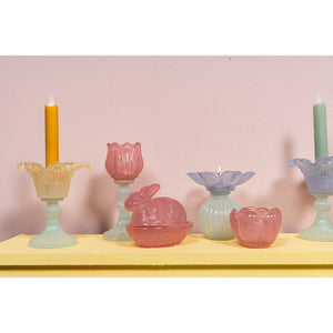 Teelichthalter – Blumendesign, Fußform, Glasmaterial, Gelb – Leila | PTMD