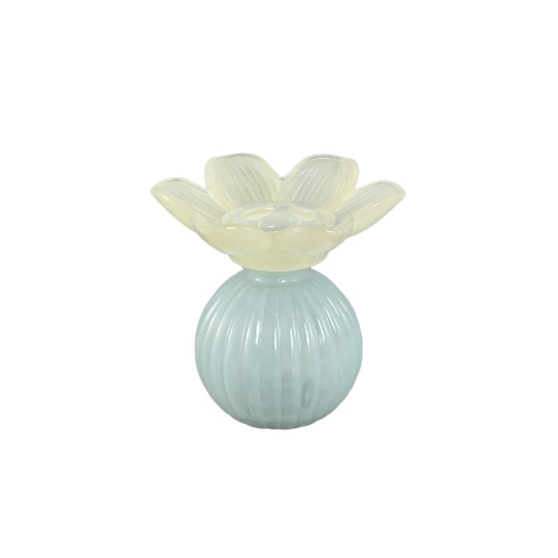 Kerzenständer – Blumendesign, Bollenform, Glasmaterial, Gelb – Leila | PTMD