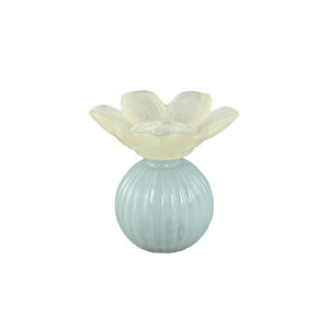 Kerzenständer – Blumendesign, Bollenform, Glasmaterial, Gelb – Leila | PTMD