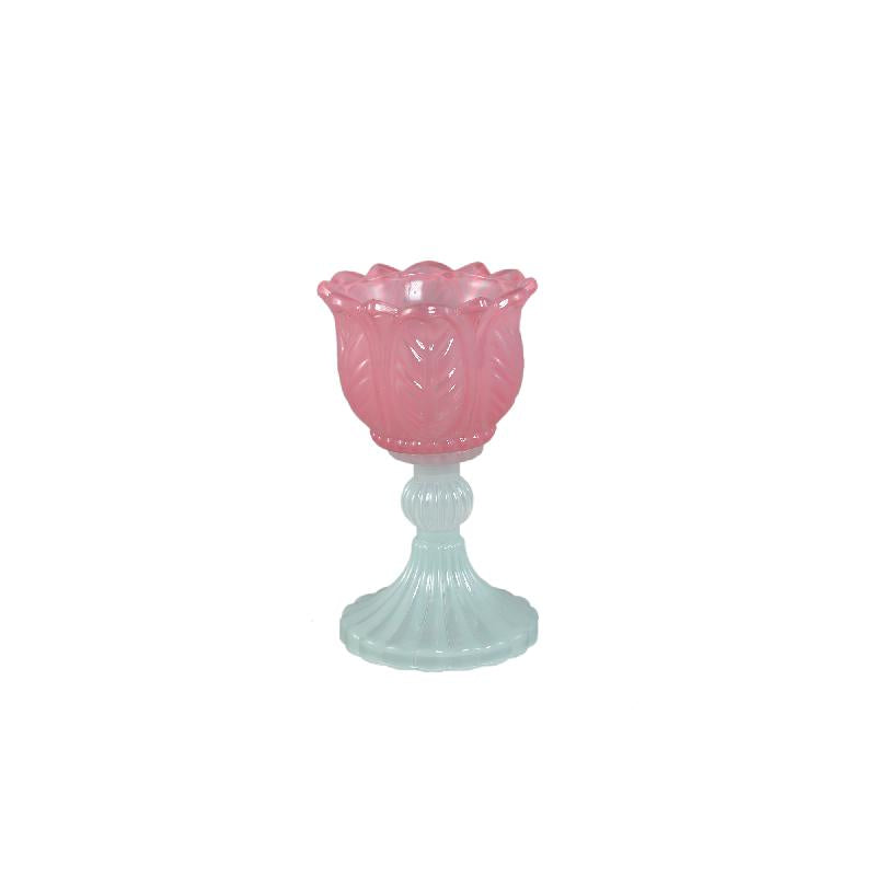Teelichthalter – Blumendesign, Fußform, Glasmaterial, Rosa – Leila | PTMD