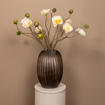 Mohnblume – Weißer Mohnzweig mit Knospe aus Polyestergewebe | PTMD