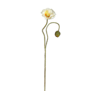 Mohnblume – Weißer Mohnzweig mit Knospe aus Polyestergewebe | PTMD
