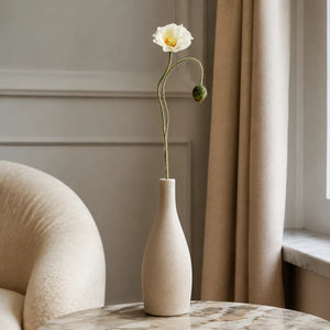 Mohnblume – Weißer Mohnzweig mit Knospe aus Polyestergewebe | PTMD