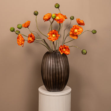 Mohnblume – Oranger Mohnzweig mit Knospe aus Polyestergewebe | PTMD