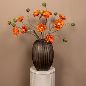 Mohnblume – Oranger Mohnzweig mit Knospe aus Polyestergewebe | PTMD
