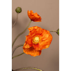 Mohnblume – Oranger Mohnzweig mit Knospe aus Polyestergewebe | PTMD