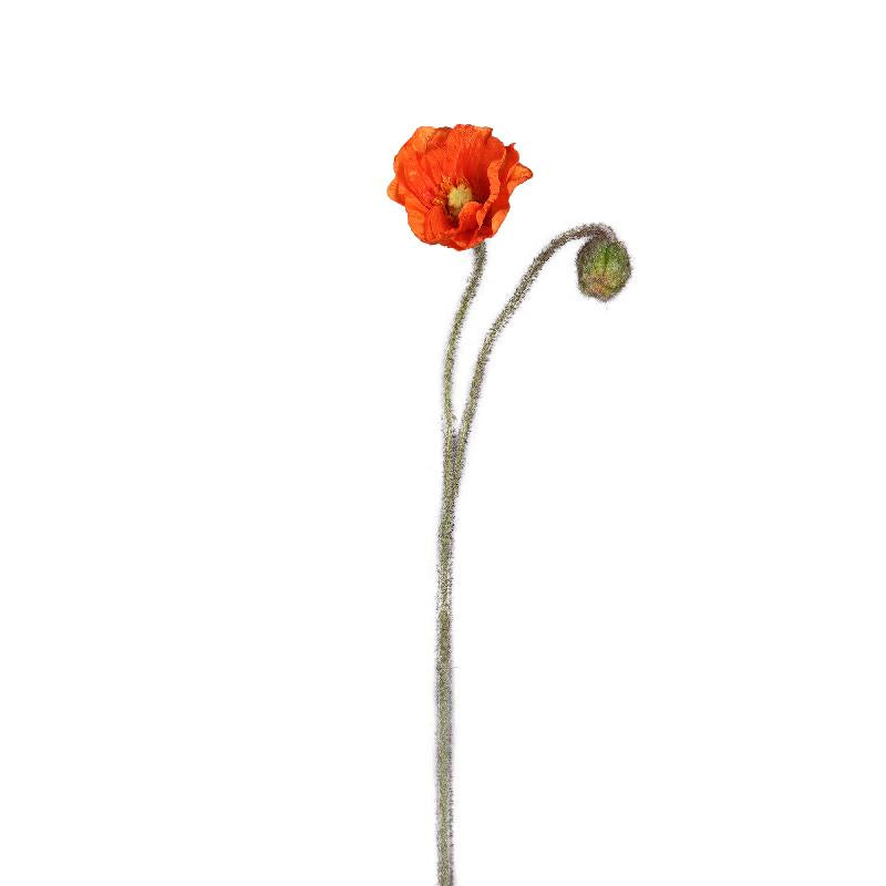 Mohnblume – Oranger Mohnzweig mit Knospe aus Polyestergewebe | PTMD