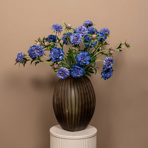 Gartenblume - Blaue Scabiosa Spray mit Knospe, Polyesterstoff, Halbhändig gefertigt | PTMD