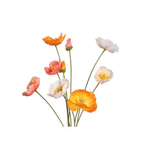 Mohnblume – Orange- und cremefarbenes Mohnbündel mit Knospen aus Polyestergewebe | PTMD