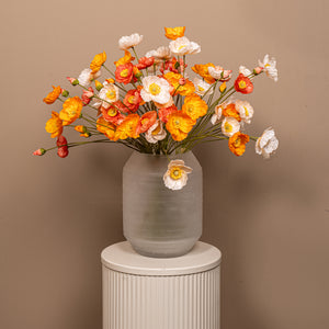 Mohnblume – Orange- und cremefarbenes Mohnbündel mit Knospen aus Polyestergewebe | PTMD