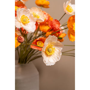 Mohnblume – Orange- und cremefarbenes Mohnbündel mit Knospen aus Polyestergewebe | PTMD
