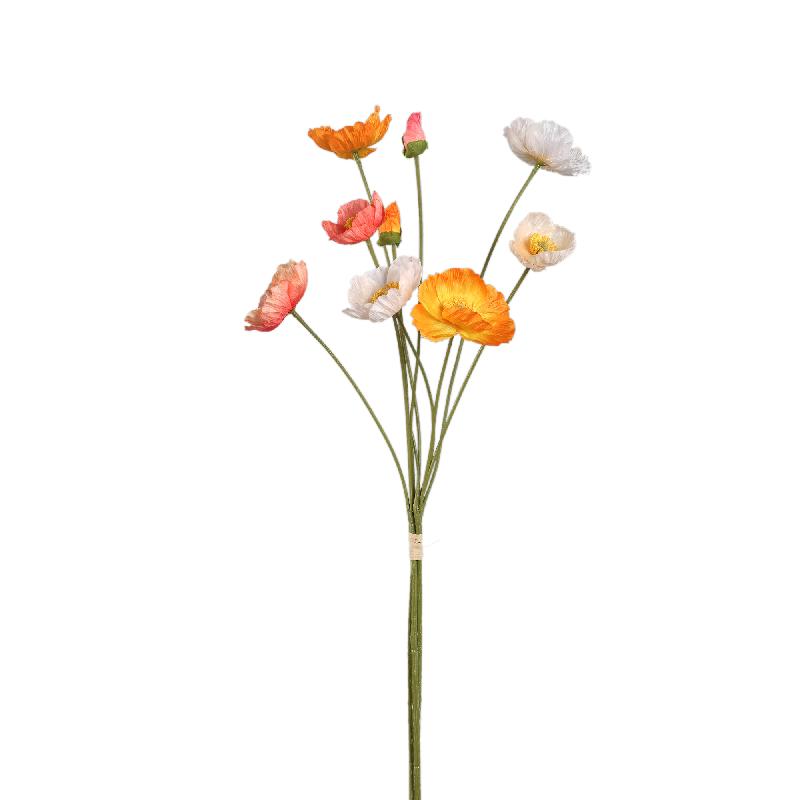 Mohnblume – Orange- und cremefarbenes Mohnbündel mit Knospen aus Polyestergewebe | PTMD