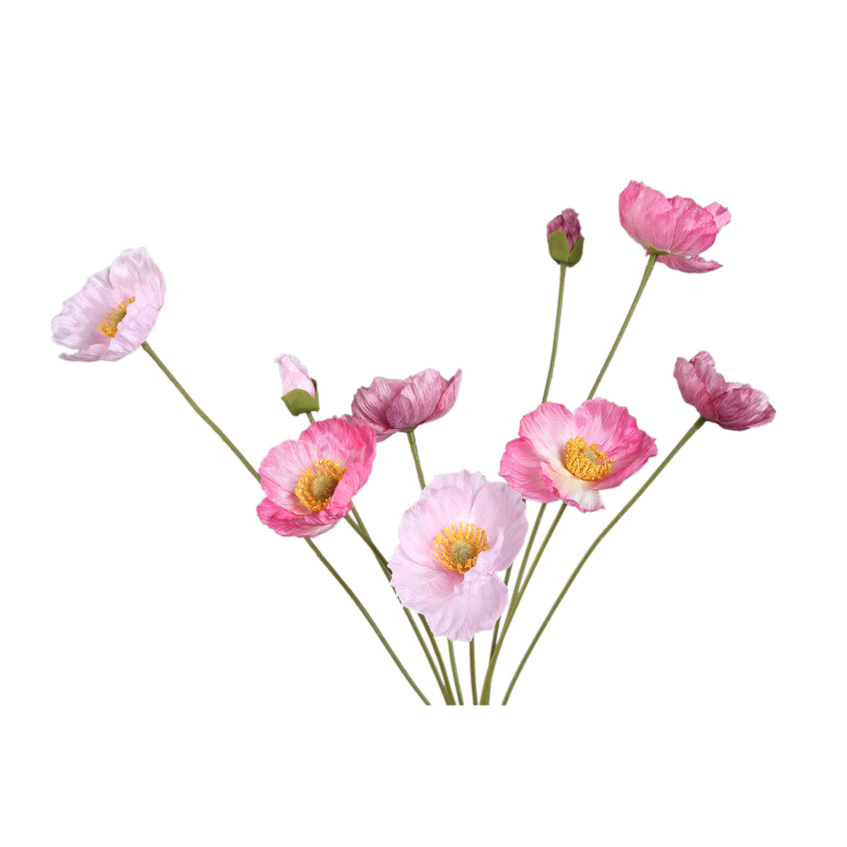 Mohnblume – Rosafarbenes Mohnbündel mit Knospen aus Polyestergewebe | PTMD