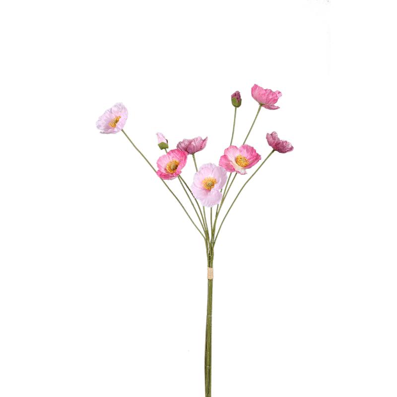 Mohnblume – Rosafarbenes Mohnbündel mit Knospen aus Polyestergewebe | PTMD