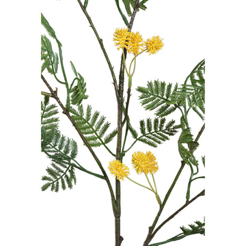 Gartenblume – Gelber Mimosenzweig mit Blättern aus Kunststoff, L | PTMD