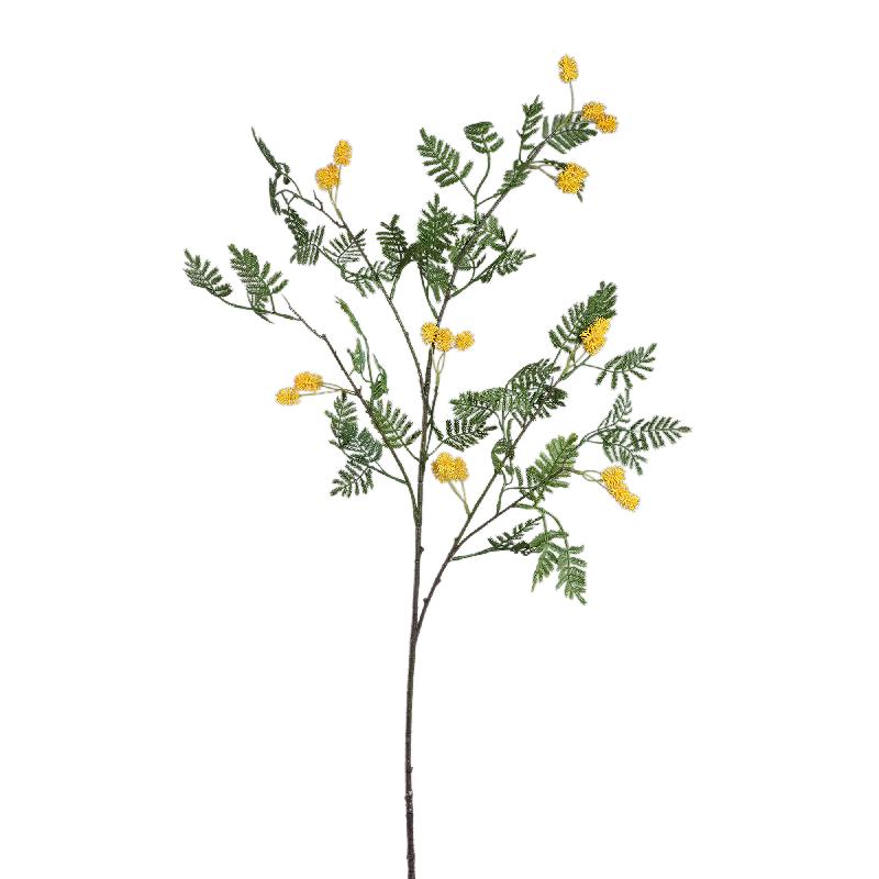Gartenblume – Gelber Mimosenzweig mit Blättern aus Kunststoff, L | PTMD